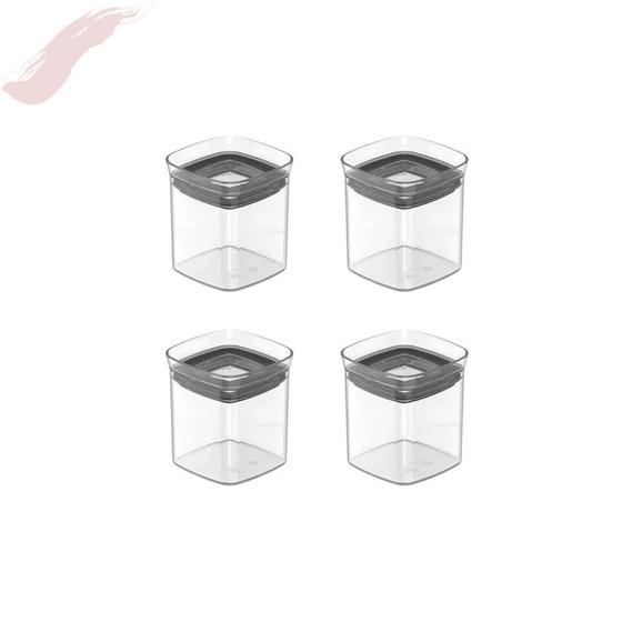 Imagem de Kit com 4 unidades de Pote Hermético Organizador Block 150 ml - Porta temperos empilhável e modular com anel de vedação