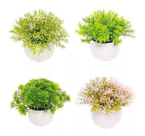 Kit Com 4 Vasos Vasinhos Plantas Flores Artificial Decoração Menor preço em Kit Com 4 Vasos Vasinhos Plantas Flores Artificial Decoração