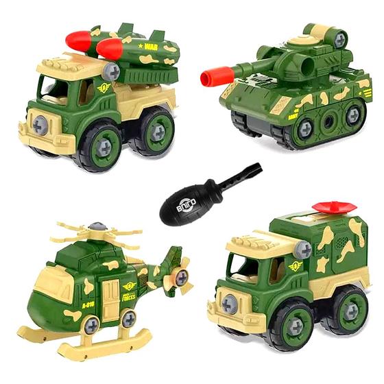 Imagem de Kit com 4 Veículos do Exército Monta e Desmonta com Chave Didático