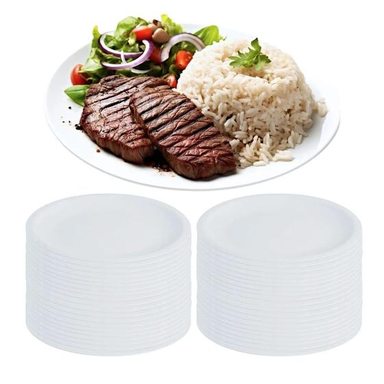 Imagem de Kit com 40 Pratos Rasos com 28 Cm Branco em Melamina / Plastico Bestfer