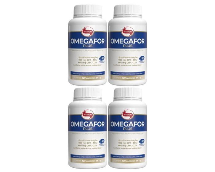 Kit com 4un Omegafor Plus Vitafor 120 Cápsulas Ômega 3 Dha 660mg Epa 990mg Menor preço em Kit com 4un Omegafor Plus Vitafor 120 Cápsulas Ômega 3 Dha 660mg Epa 990mg