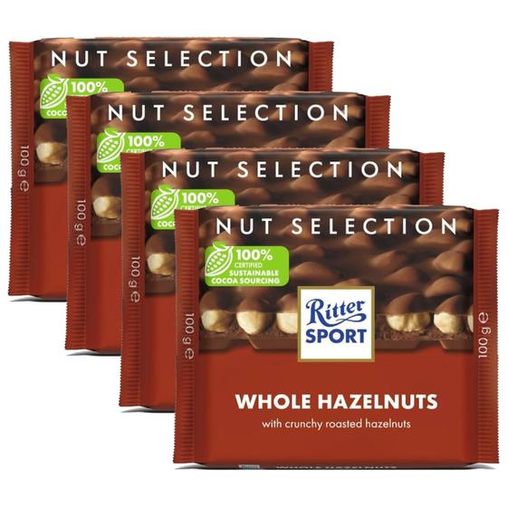 Imagem de Kit Com 4Und Chocolate Ritter Sport Whole Hazelnuts 100G