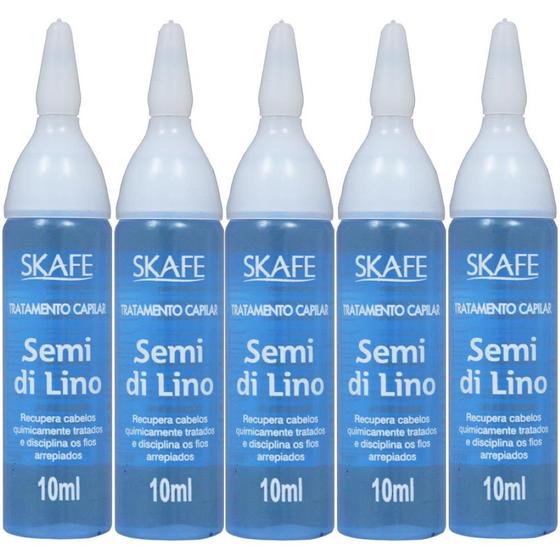 Imagem de Kit Com 5 Ampolas Da Tratamento Semi Di Lino 5x10ml Skafe