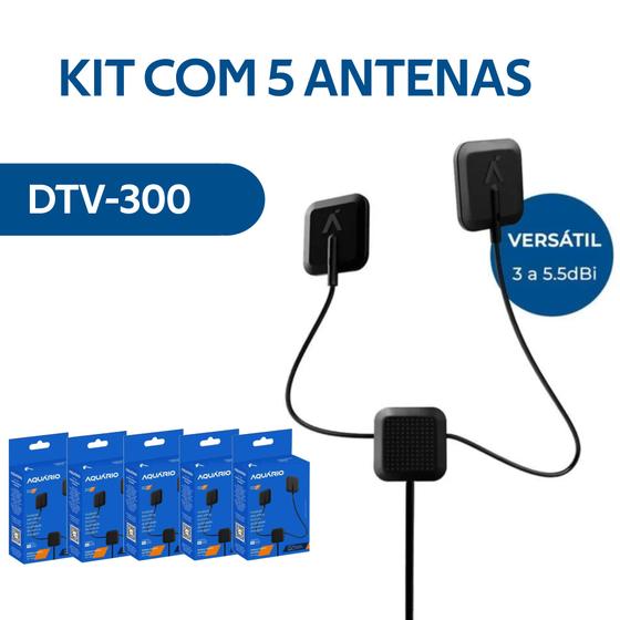 Imagem de Kit com 5 Antenas Digital Interna Invisível Tipo Y Aquário - DTV-300