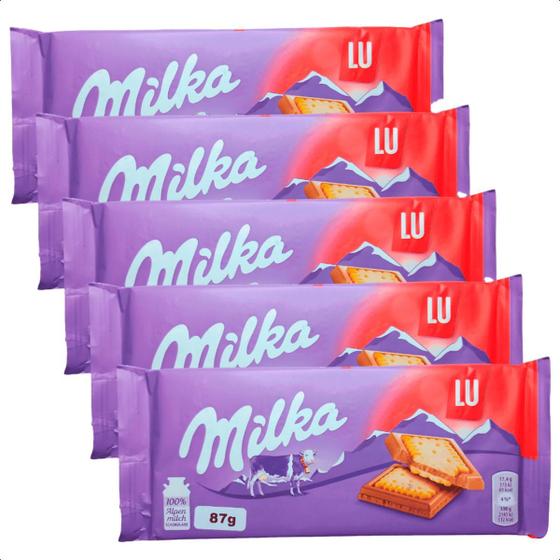 Imagem de Kit com 5 barras de chocolate ao leite com biscoito crocante