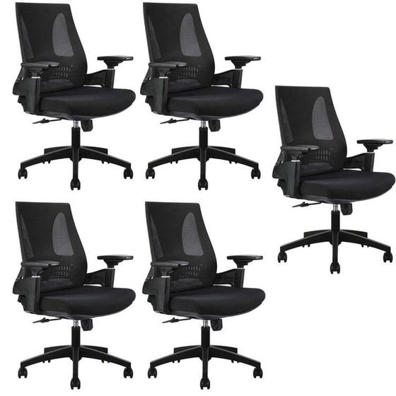 Imagem de Kit com 5 Cadeiras Office Diretor Toledo com Braços 3D NR17