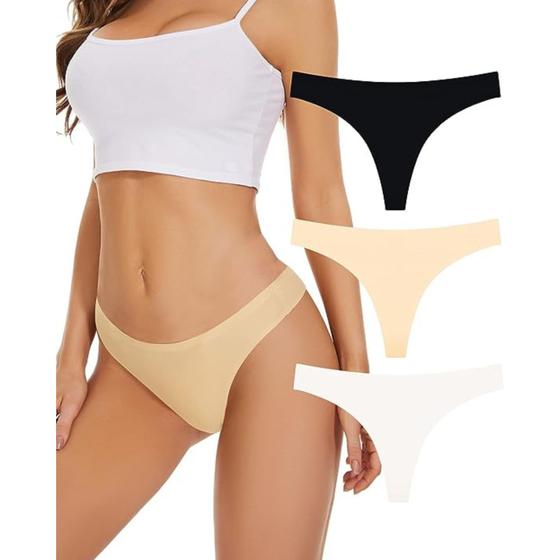 Imagem de Kit Com 5 Calcinhas Tanga Sem Costura Corte Laser Atacado