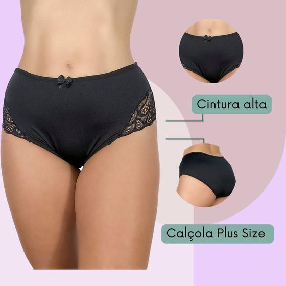 Imagem de Kit com 5 Calçola Especial Plus Size Senhora Detalhe com Renda e Laço