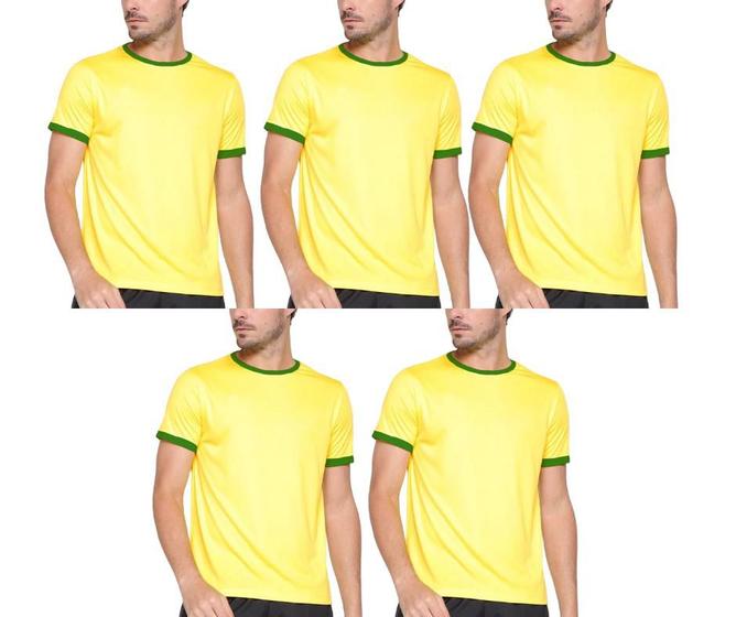 Imagem de Kit com 5 Camisas Camisetas Blusas Baby Looks T-shirts Masculina Feminina Slim Básica 100% Algodão