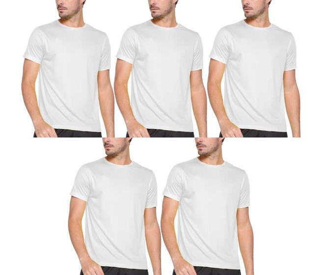 Imagem de Kit com 5 Camisas Camisetas Blusas Baby Looks T-shirts Masculina Feminina Slim Básica 100% Algodão