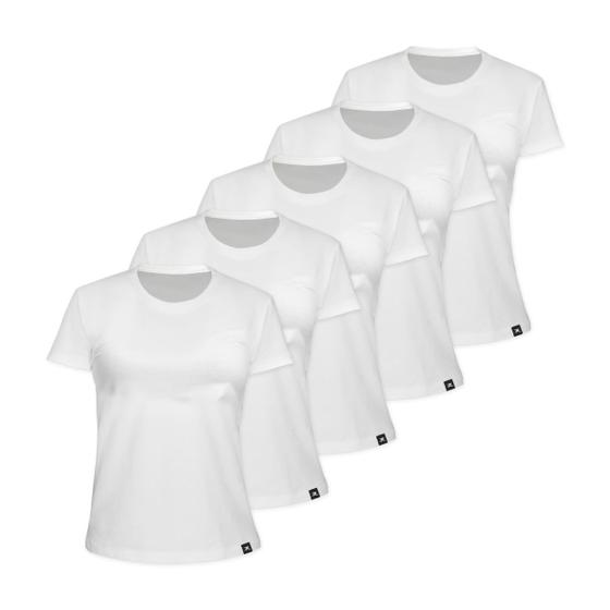 Imagem de Kit com 5 Camiseta Algodão Sportswear Muvin - Feminina - Mais Conforto para seu Treino e Caminhada