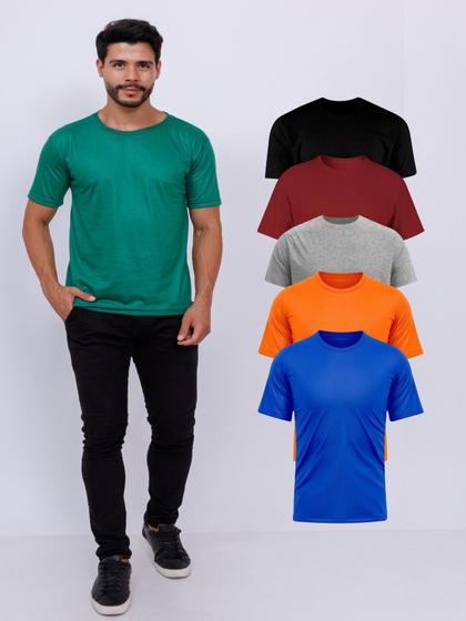 Kit Com 5 Camisetas Básica 100% Poliéster - Sortidas Menor preço em Kit Com 5 Camisetas Básica 100% Poliéster - Sortidas