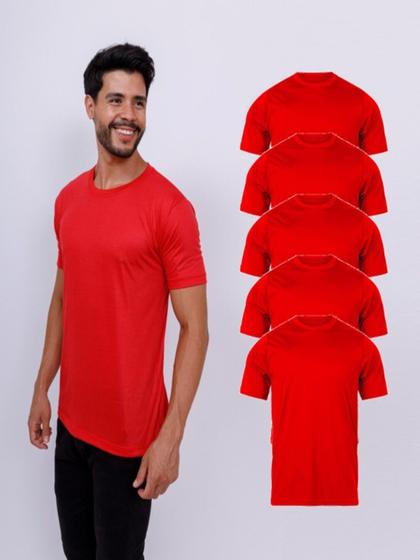 Imagem de Kit Com 5 Camisetas Básica 100% Poliéster - Vermelha