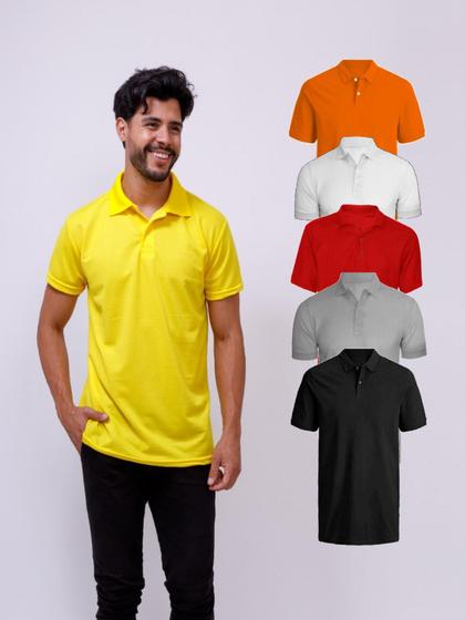 Imagem de Kit Com 5 Camisetas Gola Polo Piquet 100% Poliéster