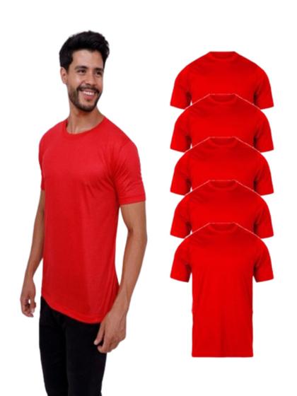 Imagem de Kit Com 5 Camisetas Verrmelhas 100% Poliéster