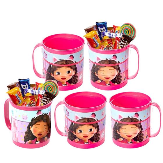 Imagem de Kit com 5 Canecas p/ Doces Festa Mesa A Casa Mágica da Gabby Xícara Estampada