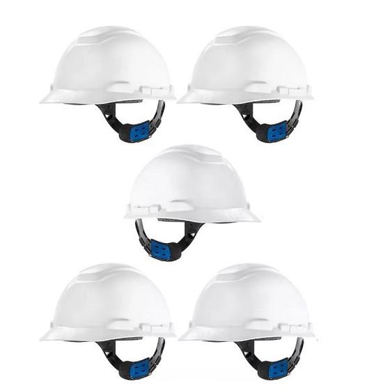 Imagem de Kit com 5 Capacete Segurança 3M H700 Eletricista Engenheiro Branco