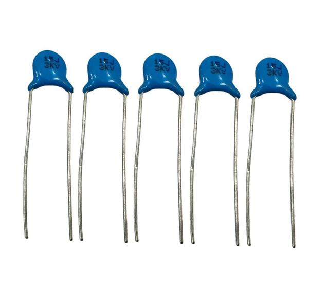 Imagem de Kit Com 5 Capacitor Cerâmico Disco 15pf 3kv