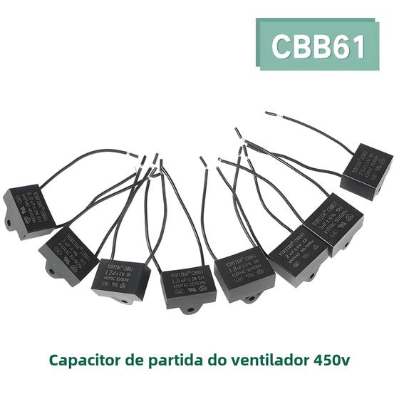 Imagem de Kit com 5 Capacitores de Partida para Ventilador de Alta Tensão (0,8uF a 10uF - 450V)