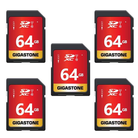 Imagem de Kit com 5 Cartões SD Gigastone 64GB - UHS-I U1 Classe 10 SDXC