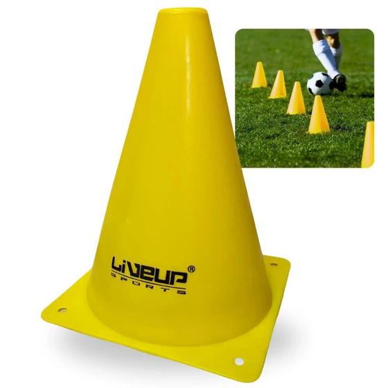 Imagem de Kit com 5 Cones de Agilidade para Treinamento 18 Cm Amarelo Liveup  Liveup Sports 