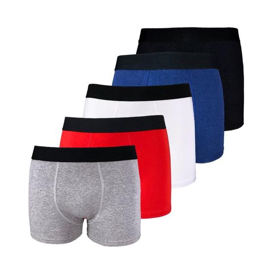 Imagem de Kit com 5 Cuecas Boxer Box Try Basics Algodão Cotton Lisa Básica Casual Moda Masculina
