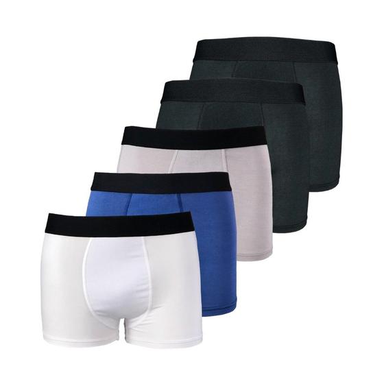 Imagem de Kit com 5 Cuecas Boxer Box Try Basics Microfibra Lisa Básica Casual Moda Masculina