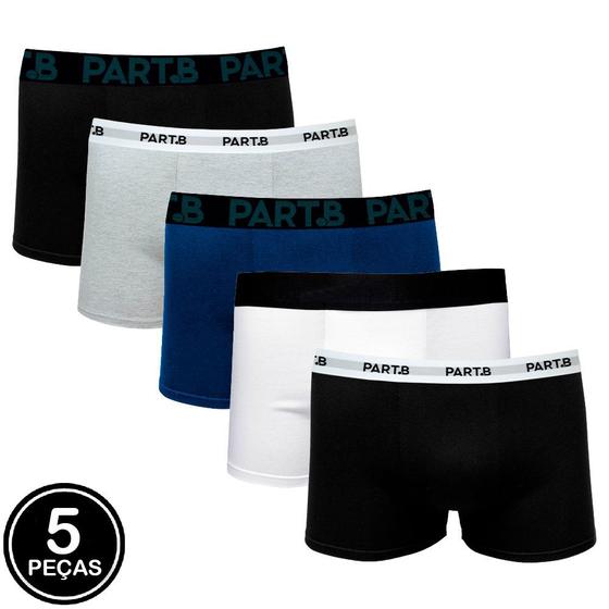 Kit com 5 Cuecas Boxer Cotton Basic Part.B Menor preço em Kit com 5 Cuecas Boxer Cotton Basic Part.B