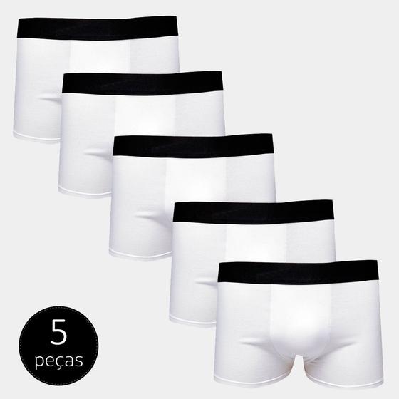 Imagem de Kit Com 5 Cuecas Boxer Cotton Confort Masculina Part.B Branca