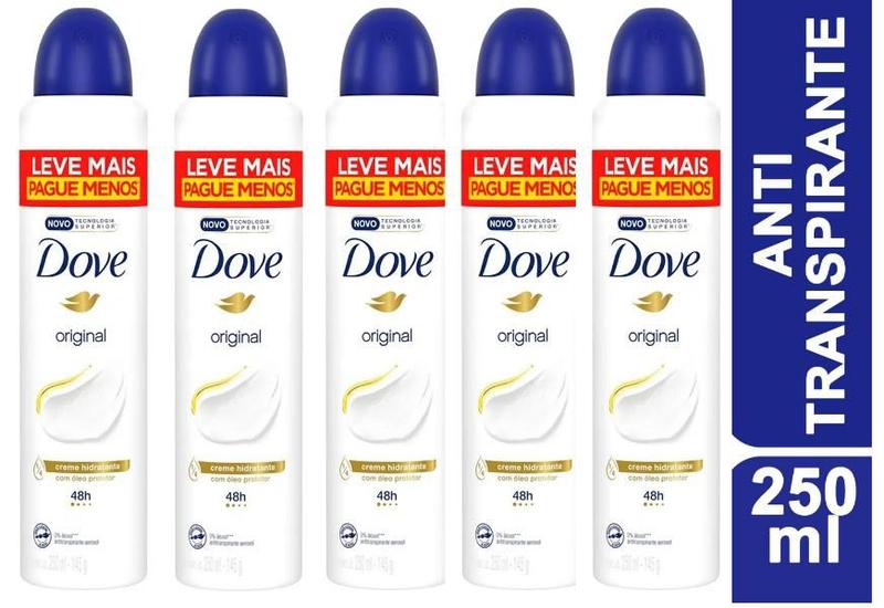 Kit com 5 Desodorantes Dove Original Aerosol 250ml cada Menor preço em Kit com 5 Desodorantes Dove Original Aerosol 250ml cada