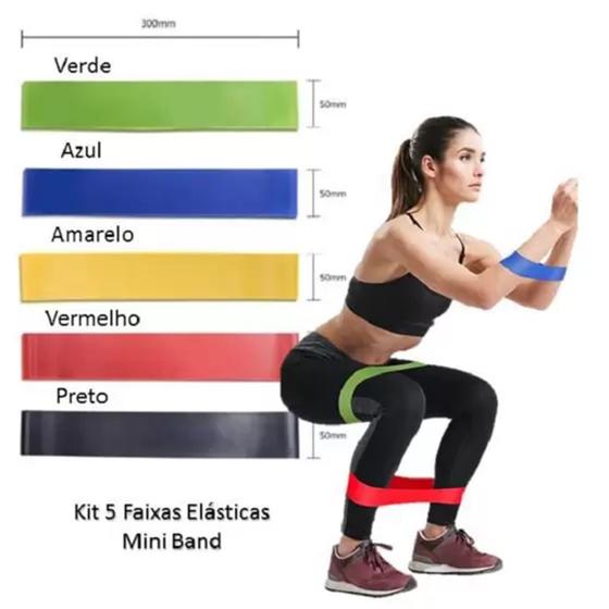 Imagem de Kit Com 5 Elasticos OCinto Para Exercicios Fisicos, Faixas de Resistência Thera Band