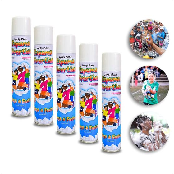 Imagem de Kit Com 5 Espumas Neve Spray Carnaval Pegadinha Artificial Espuminha Potente 400ml