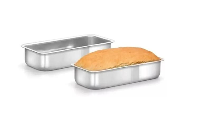 Imagem de Kit com 5 forma assadeira tabuleiro para pão gelo bolo cuca bolo inglês de 24 cm