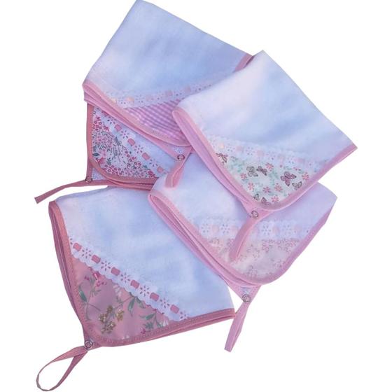 Imagem de Kit com 5 Fraldinhas de Boca Bebê com Porta Chupeta - Mãe e Filho Enxovais