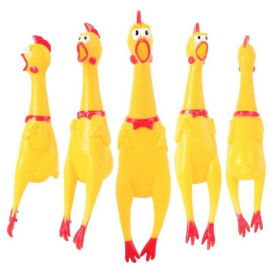 Imagem de Kit Com 5 Frango Galinha Brinquedo Pet Cachorro - 16 x 4,5cm