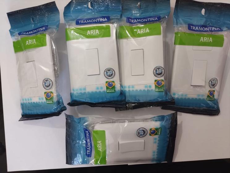 Imagem de KIT com 5 Interruptor Simples 1 Tecla 4/2 Tramontina ARIA