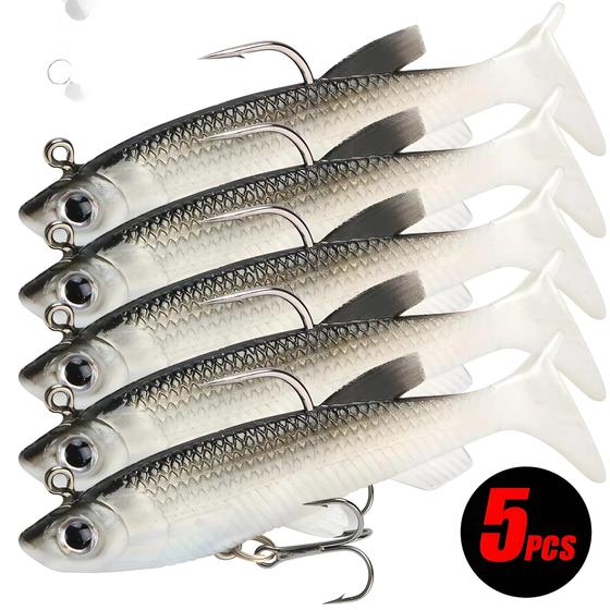 Imagem de Kit com 5 Iscas de Pesca Macias (8cm/2.8in) - Iscas Artificiais com Ganchos