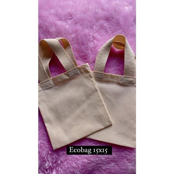 Imagem de kit com 5 Mini Ecobags Lisa 15x15cm - 100% Algodão cru