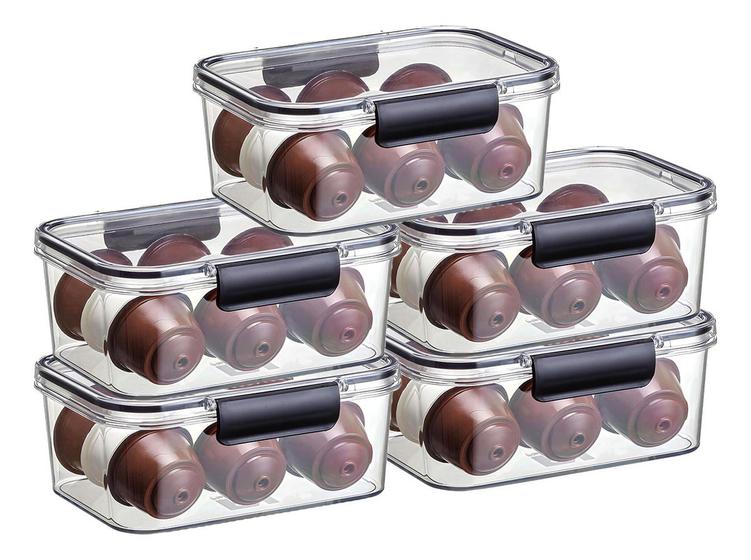 Imagem de kit com 5 Organizador Hermético de Acrílico Com trava 1400ml