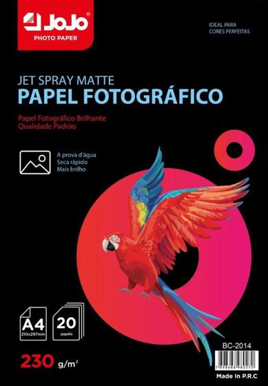 Kit Com 5 Pacotes De Papel Fotografico Matte 230g A4 Pacote Com 20 Folhas Jojo Papel 5536