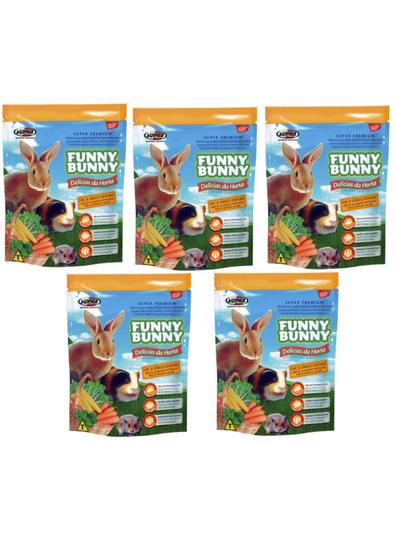 Imagem de Kit com 5 Pacotes Ração para Coelhos e Hamsters Funny Bunny Delícias da Horta 1.8 kg