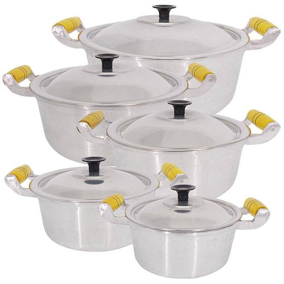 Kit Com 5 Panelas Grossas Alumínio Batido Fundido Temperada - Aluminex ...