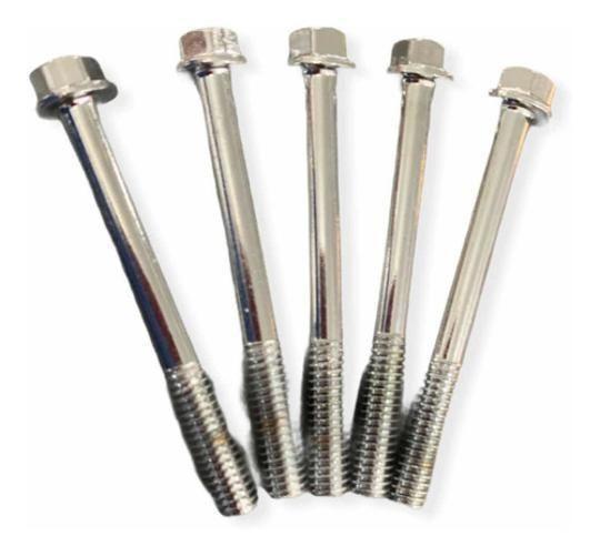 Imagem de Kit Com 5 Parafusos M6X55 Sextavado Flangeado Cromado