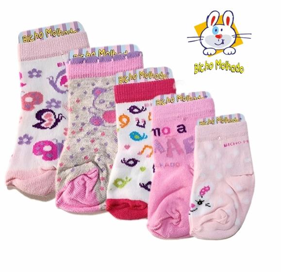 Imagem de Kit com 5 Pares de Meia Bebê Bicho Molhado