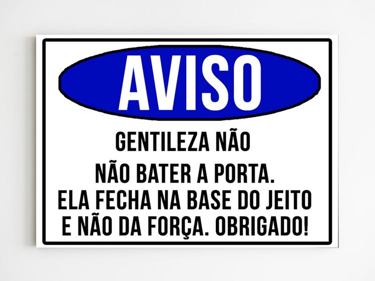 Imagem de kit com 5 placas aviso não bata a porta ela fecha com jeito