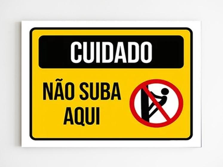 Imagem de kit com 5 placas de aviso cuidado não suba aqui mdf A4