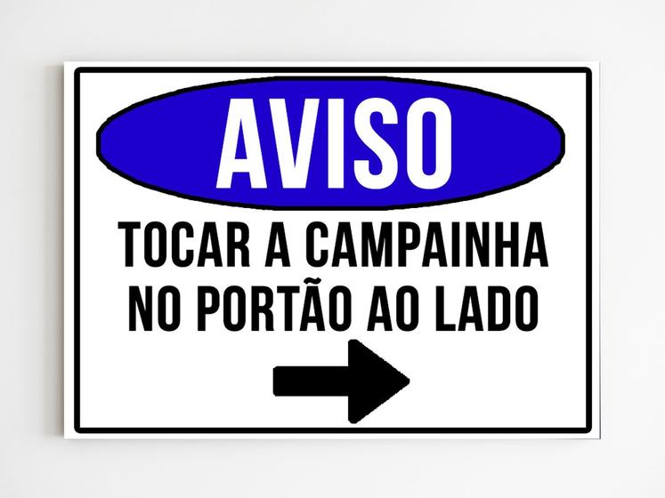 Imagem de kit com 5 placas de aviso tocar campainha no portão ao lado