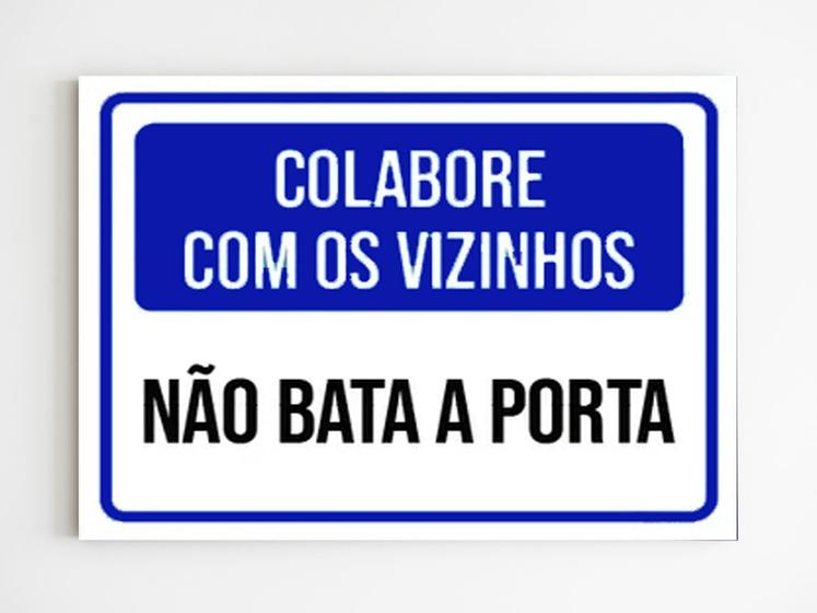 Imagem de kit com 5 placas de sinalização colabore não bata porta