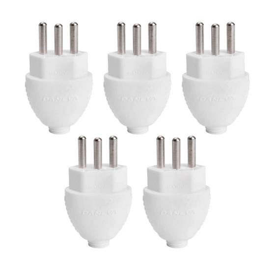 Imagem de Kit com 5 Plug 10A Macho 2P+T Bivolt Branco Legrand DN1594 