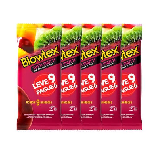 Imagem de Kit com 5 Preservativos Blowtex Tutti Frutti Leve 9 Pague 6 unidades